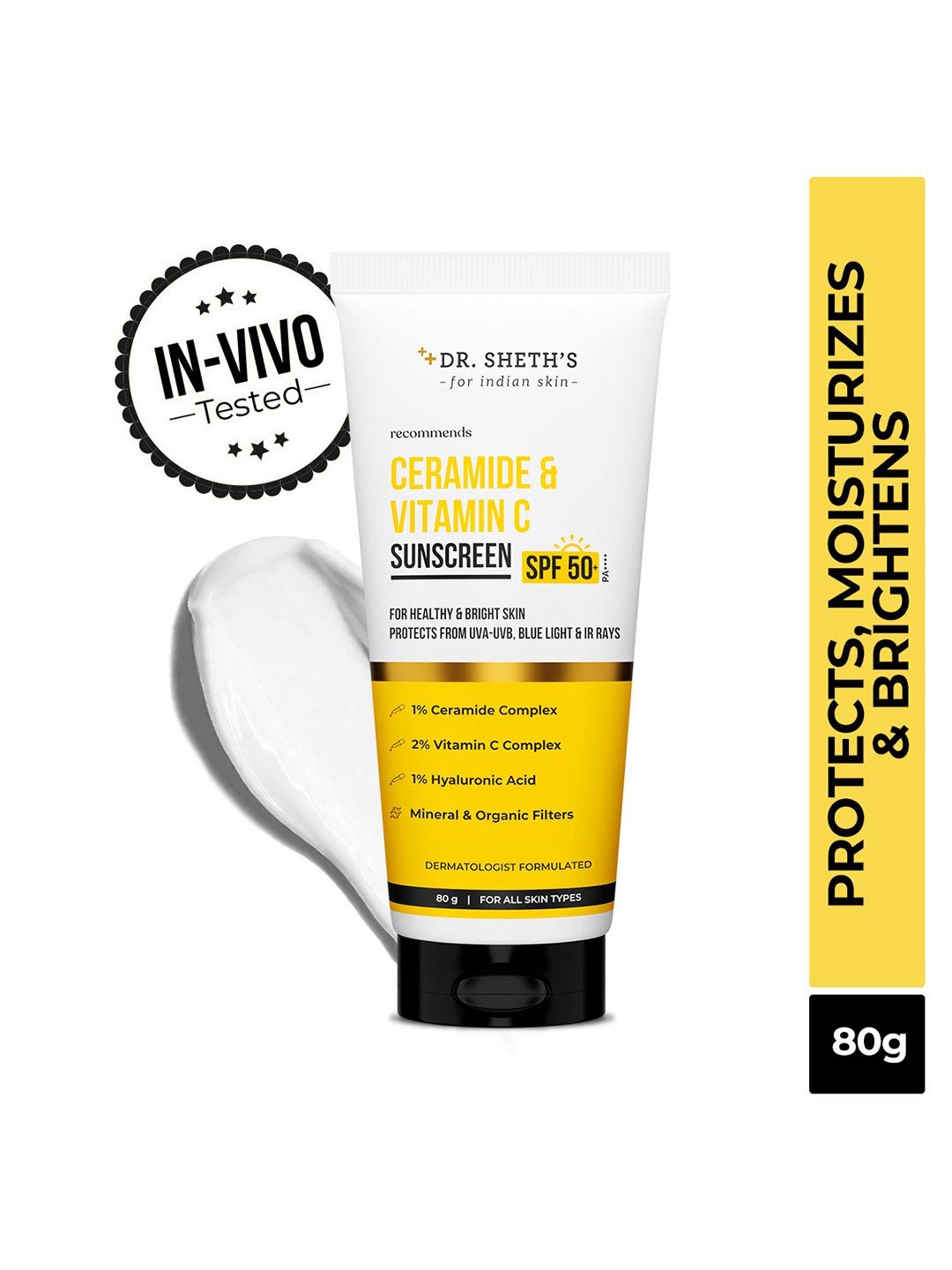 DR. SHETHS Ceramide & Vitamin C Sunscreen SPF 50+ PA+++- 80g
