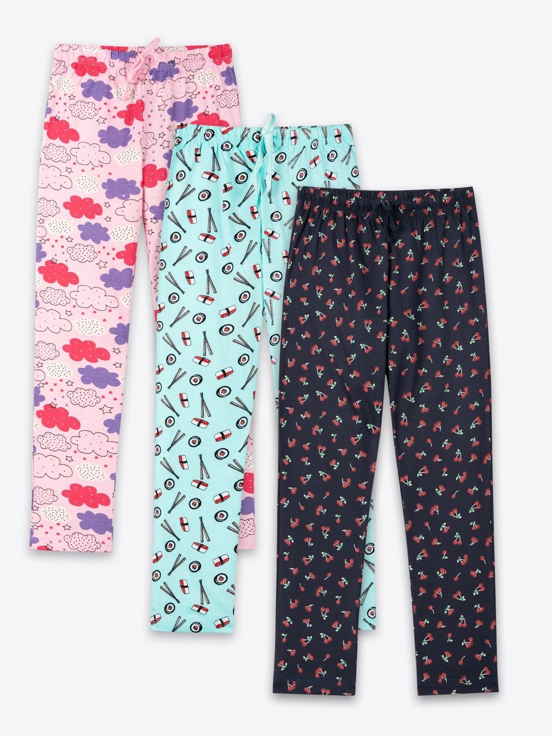 ariel Pack Of 3 Printed Cotton Mid-Rise Straight Lounge Pants-picture-55