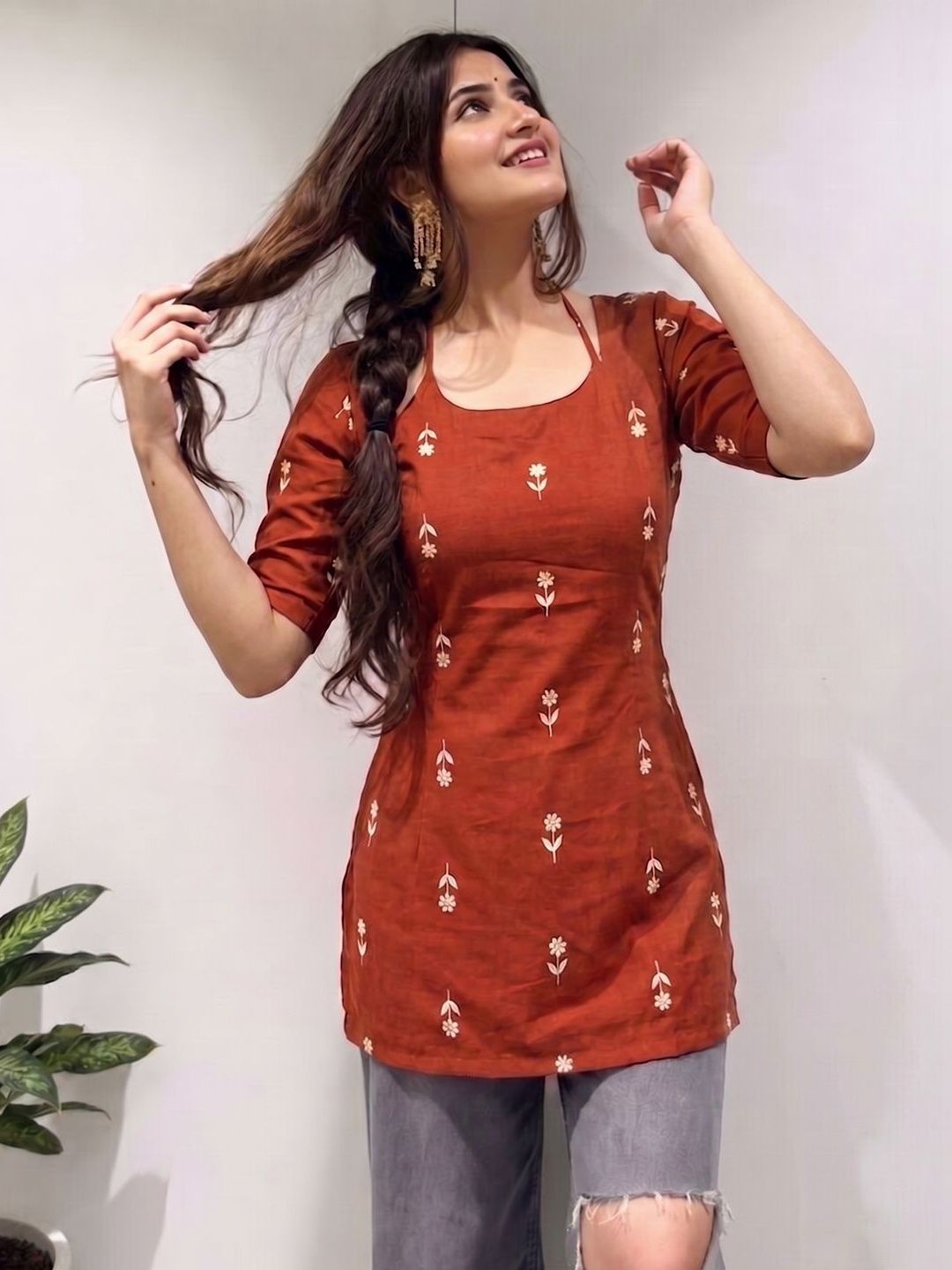 SZN Floral Printed Round Neck Kurti-picture-51