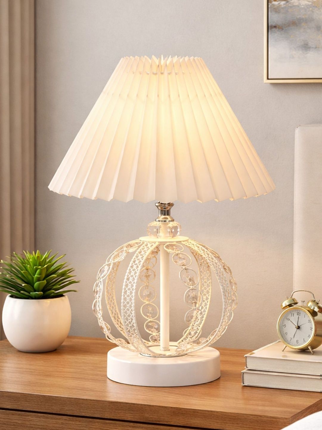 Glowhere Off White Metal Contemporary Spherical Table Lamp-picture-21