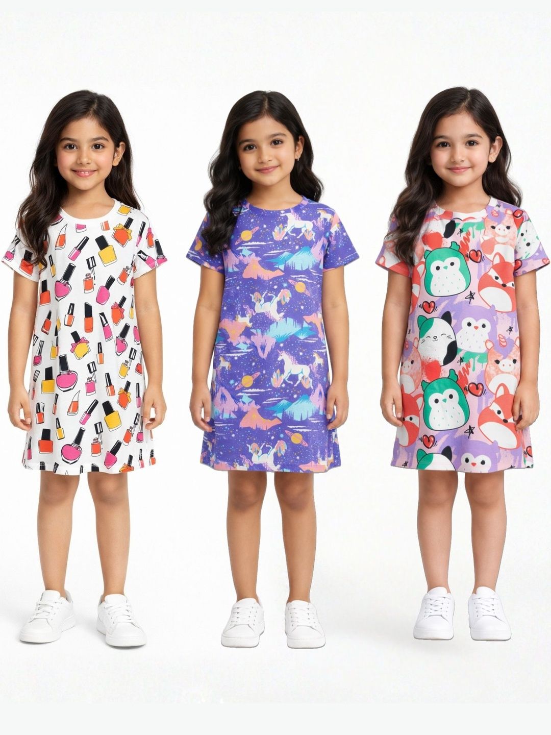 Anthrilo Girls Printed Nightdress-image-31