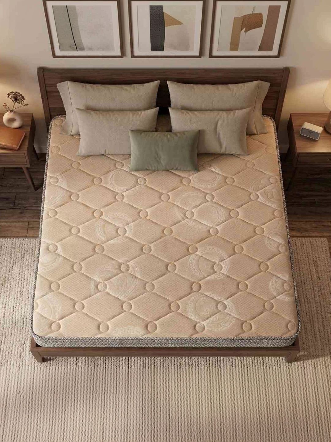 COZY CUB Lite Cream-Colored & Black Quilted Sag Resistant Single-Size Mattress-picture-11