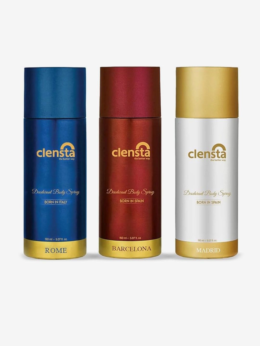 Clensta Men Set Of 3 Rome Barcelona & Madrid Deodorant Body Spray - 150 ml Each-image-40