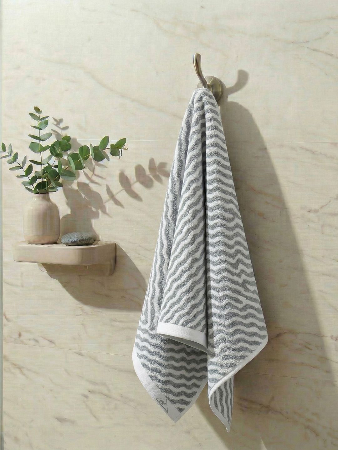 Monte Carlo Navy Blue & Grey 1 Printed Cotton 500 GSM Bath Towel-image-49