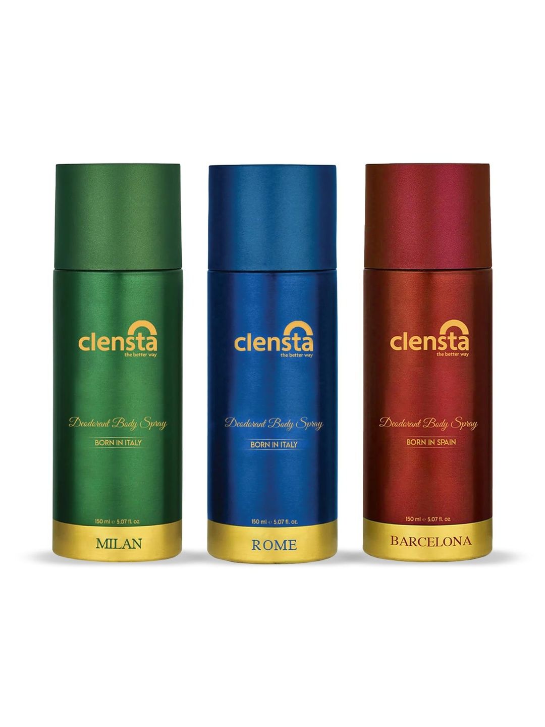 Clensta Men Set Of 3 Milan Rome & Barcelona Deodorant Body Spray - 150 ml Each-image-27