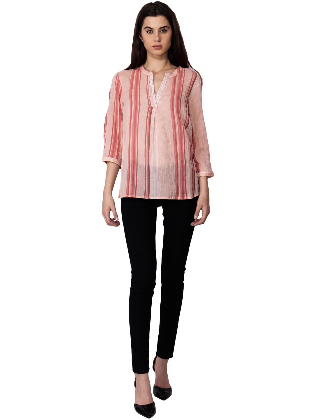 RANGRIWAZ Striped V-Neck Kurti-picture-24
