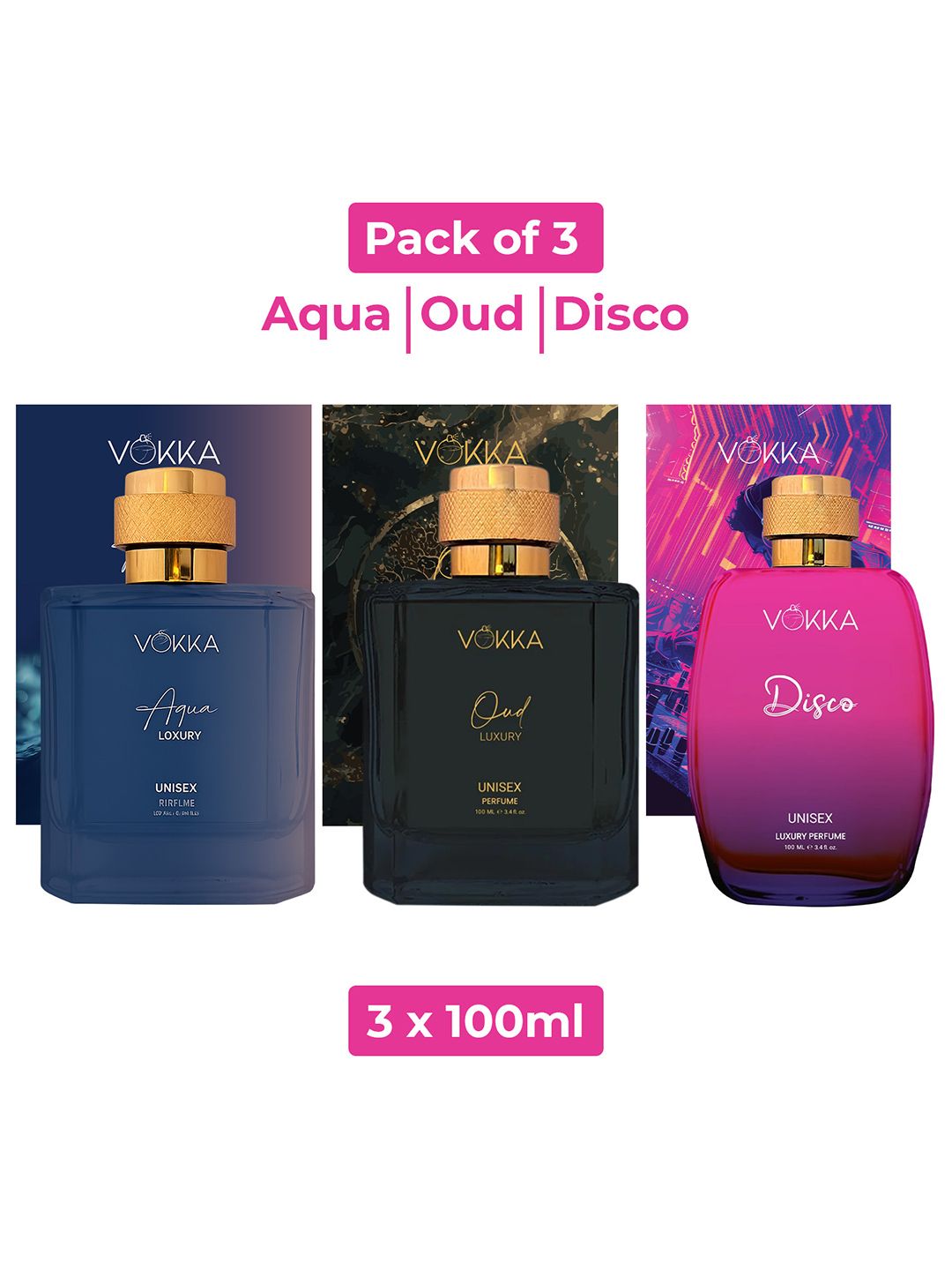 VOKKA Set Of 3 Aqua Oud & Disco Long Lasting Eau De Parfum - 100 ml Each-picture-29