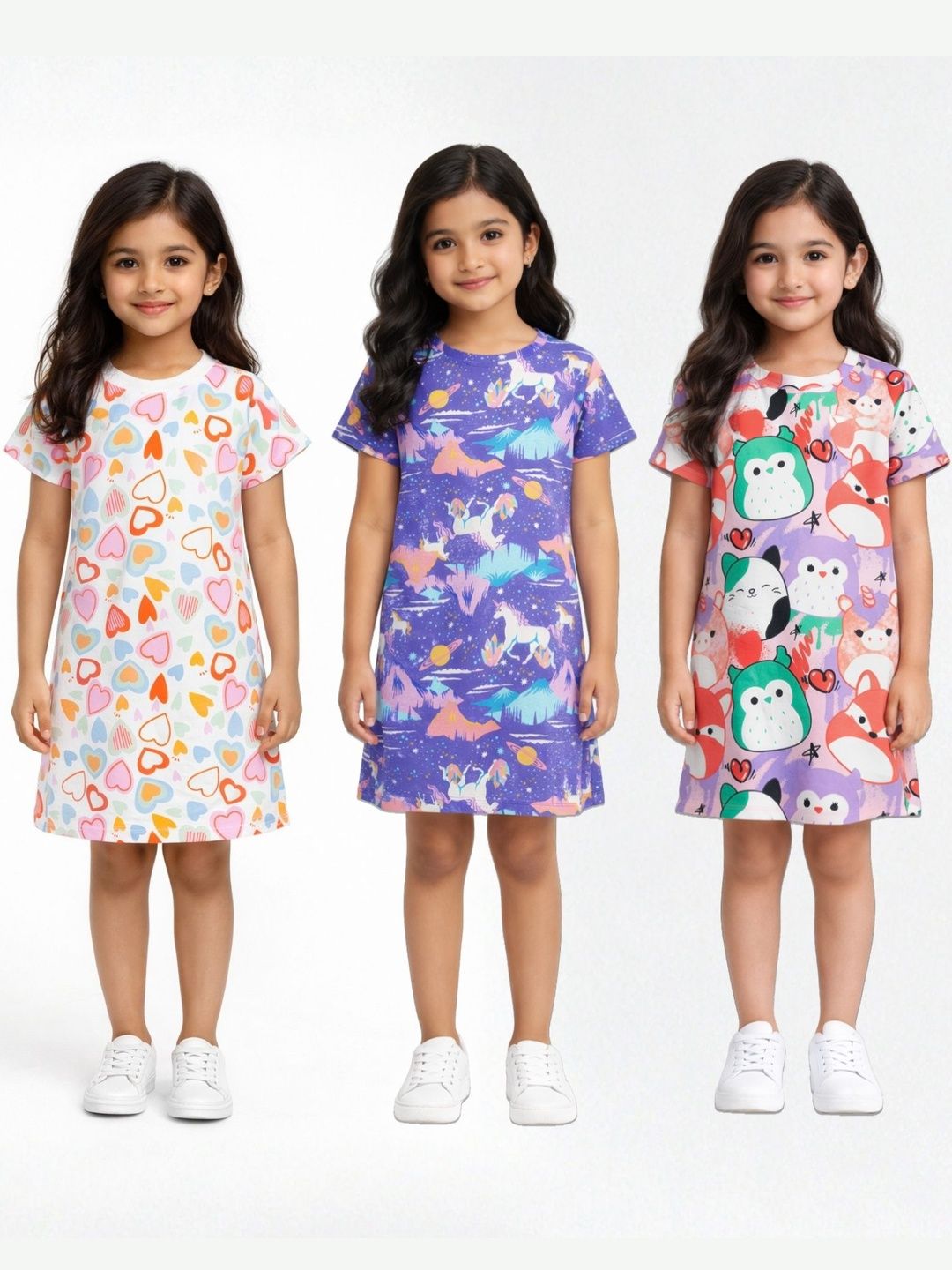 Anthrilo Girls Printed Nightdress-image-32
