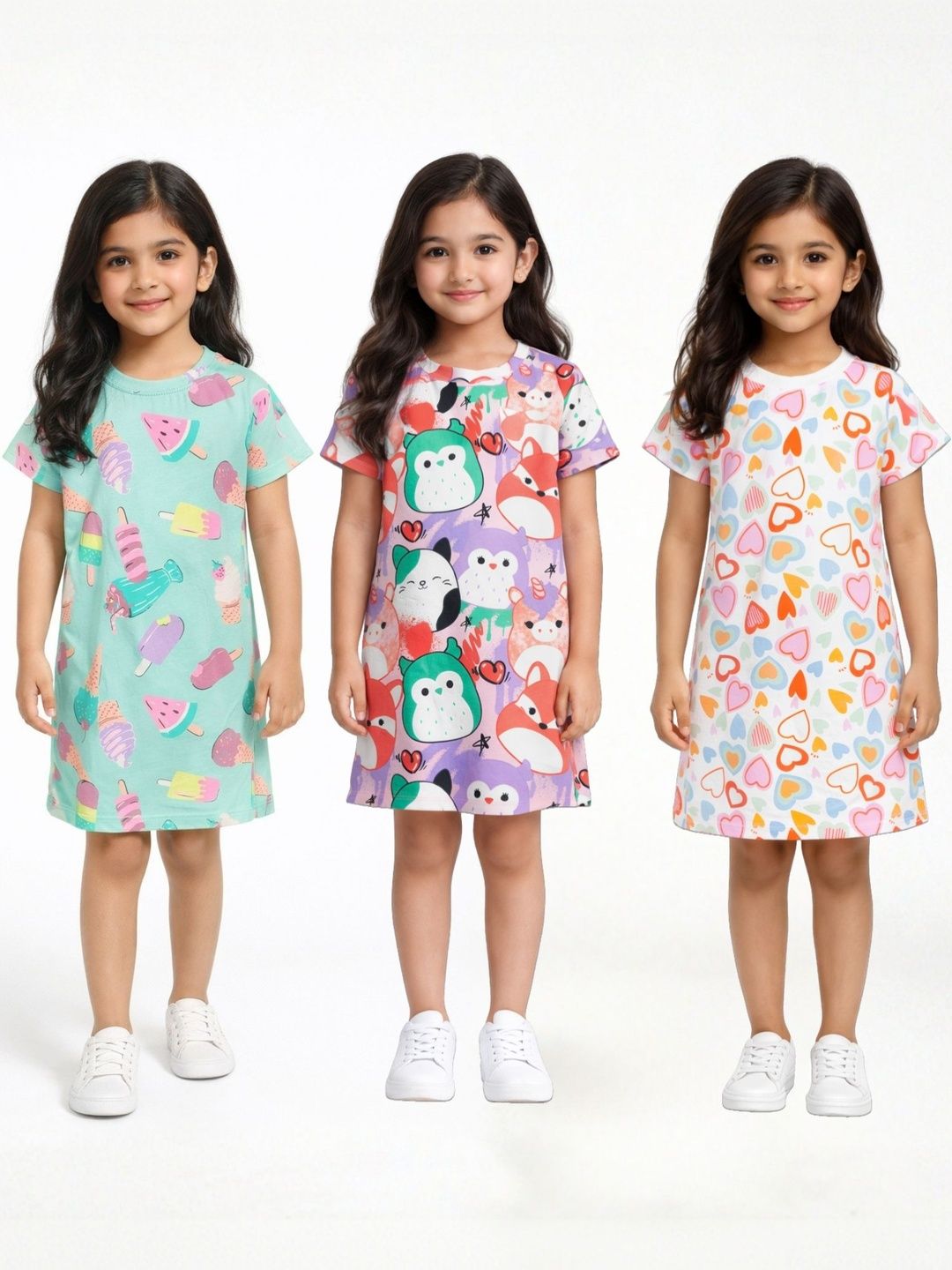 Anthrilo Girls Printed Nightdress-image-40