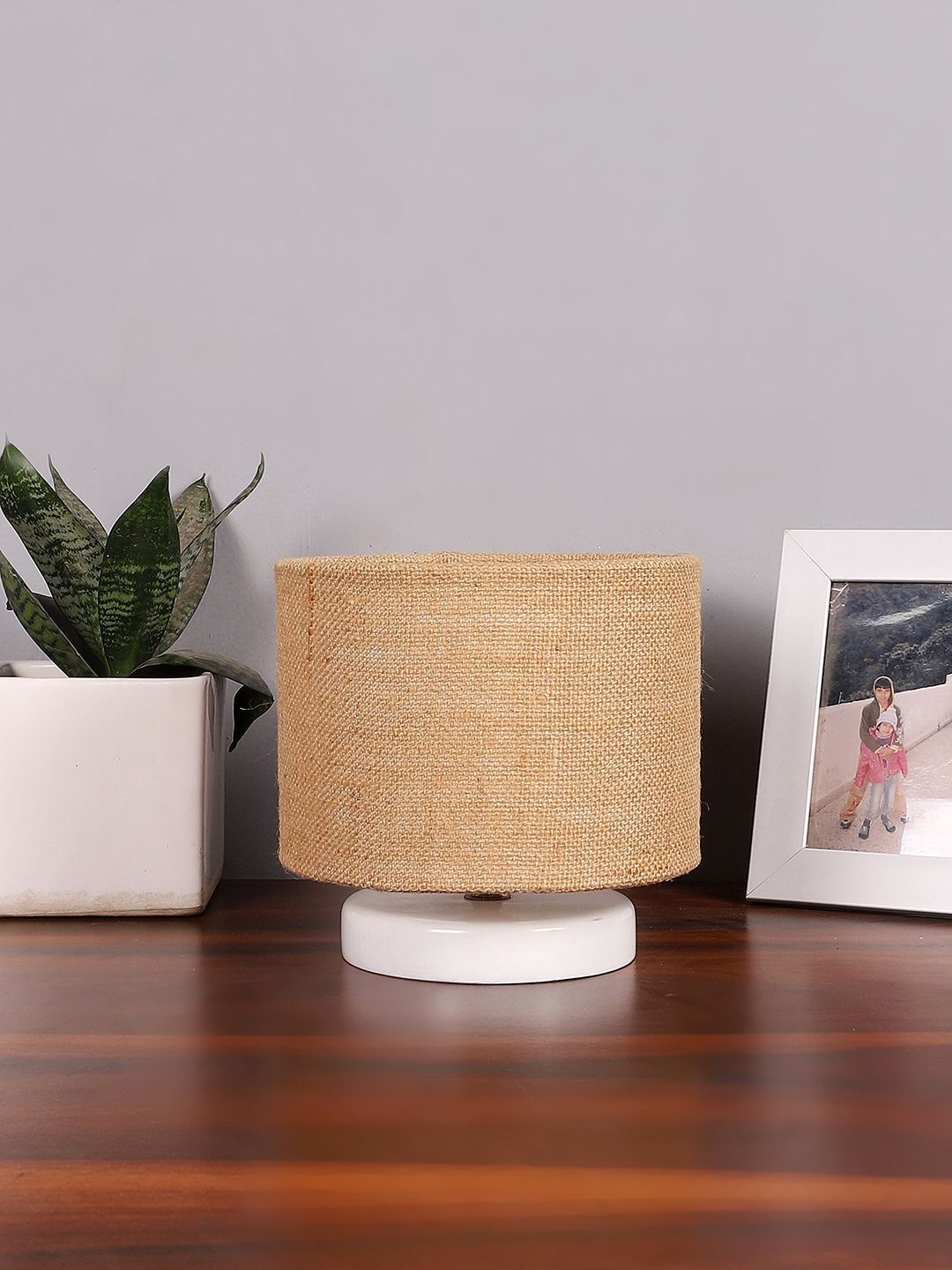 Aura Beige Textured Wood Cylindrical Shaped Table Lamp-image-21