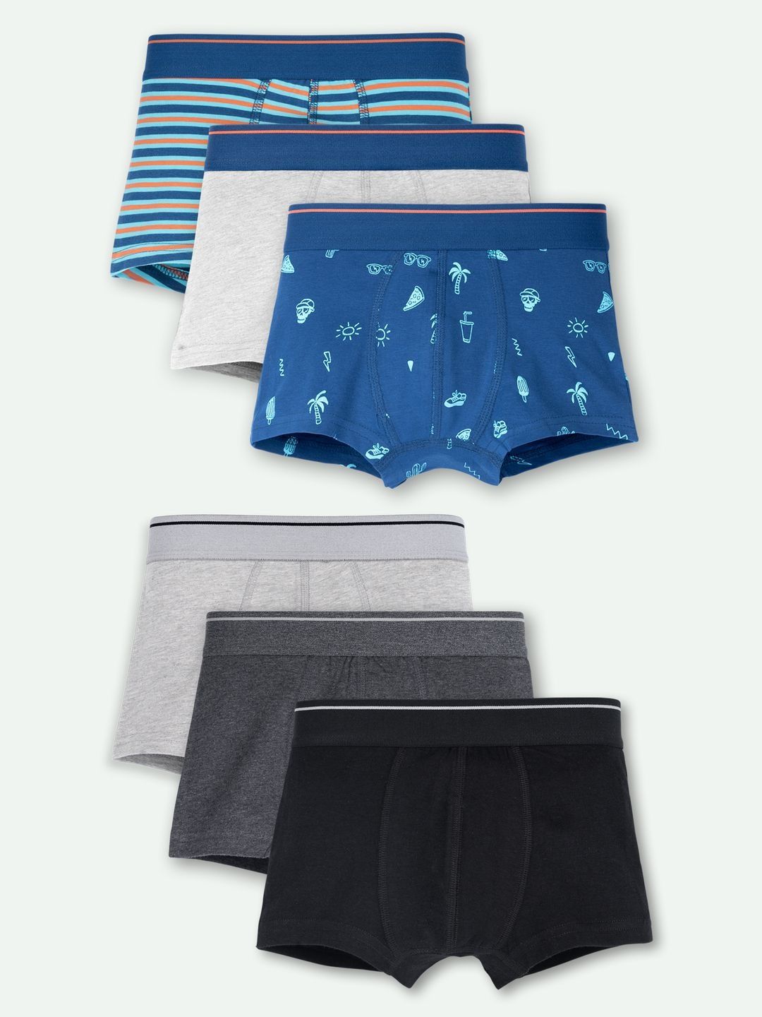 ariel Boys Pack of 6 Cotton Blend Assorted Printed Trunks-picture-48