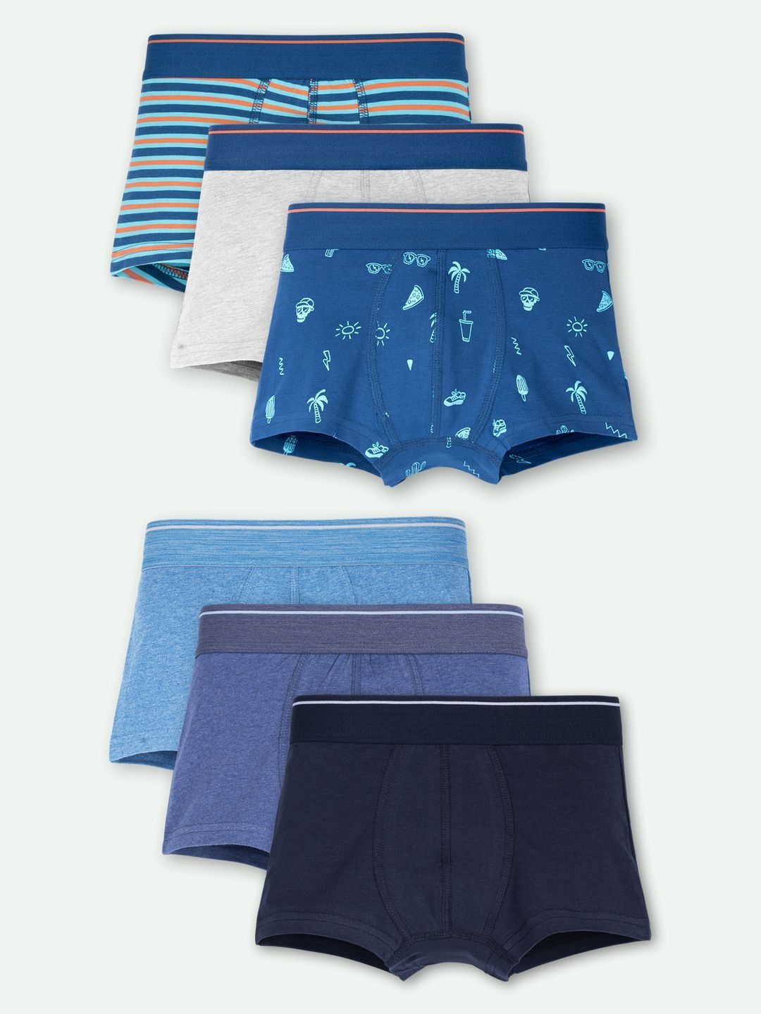 ariel Boys Pack of 6 Cotton Blend Assorted Printed Trunks-picture-45