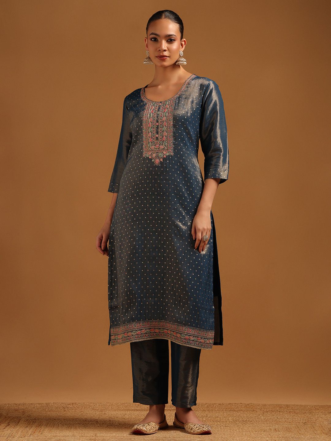Soch Women Ethnic Motifs Printed Regular Thread Work Kurta with Trousers-picture-10