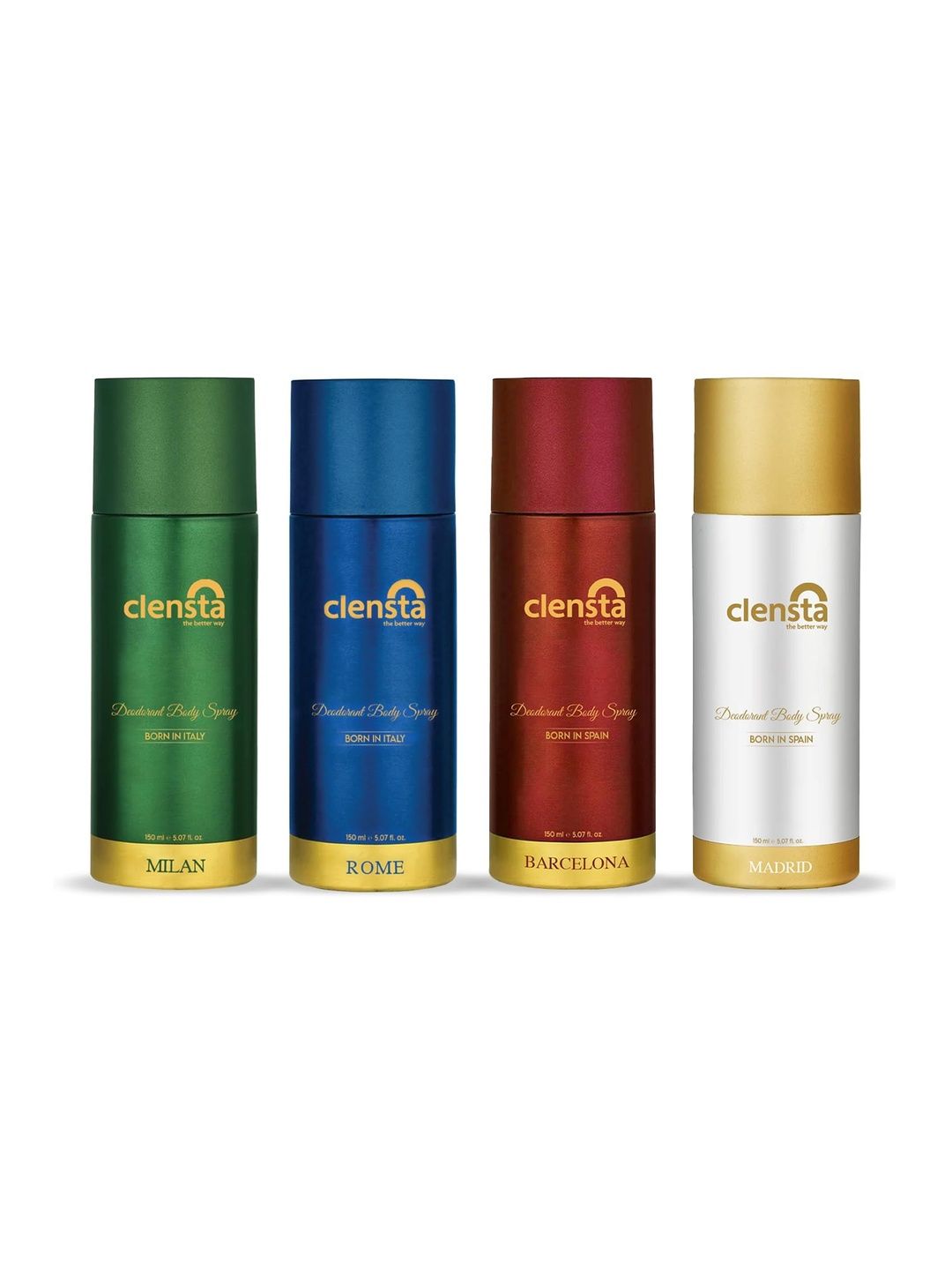 Clensta Men Set Of 4 Rome Milan Madrid & Barcelona Deodorant Body Spray - 150 ml Each-image-26