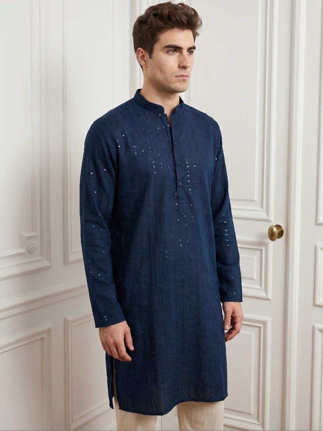HERE&NOW Men Embellished Sequinned Kurta-picture-35