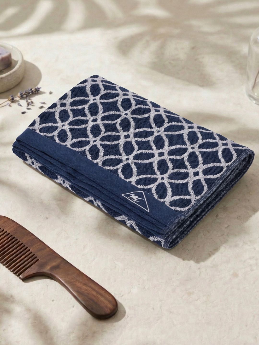 Monte Carlo Santorini Indigo Blue Self Design Cotton 525 Gsm 75X150 Cm 1 Bath Towel-image-40