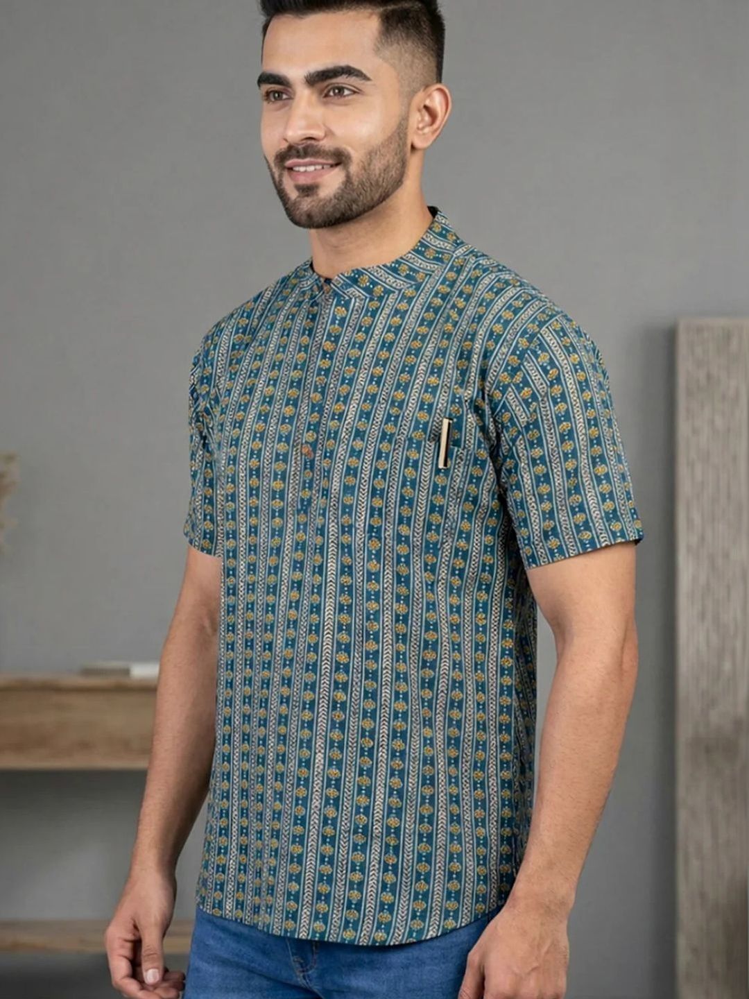 Avishya Men Ethnic Motifs Printed Indie Prints Handloom Kurta-picture-26