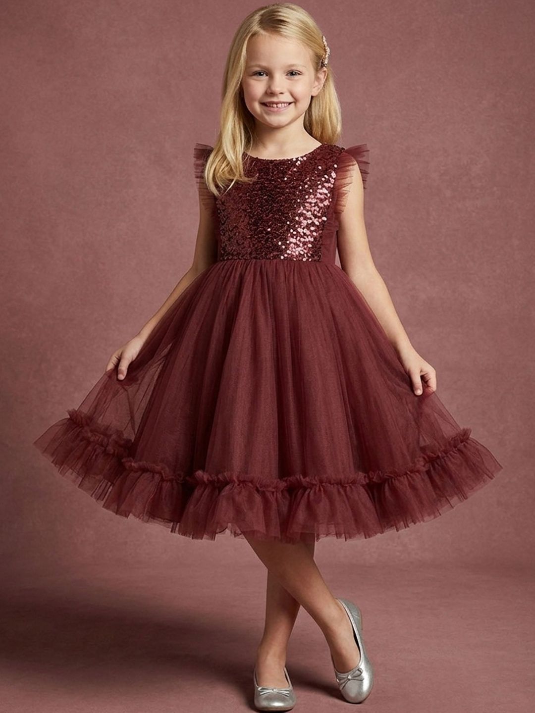 Cherry Crumble Net Fit & Flare Sleeveless Dress-image-9