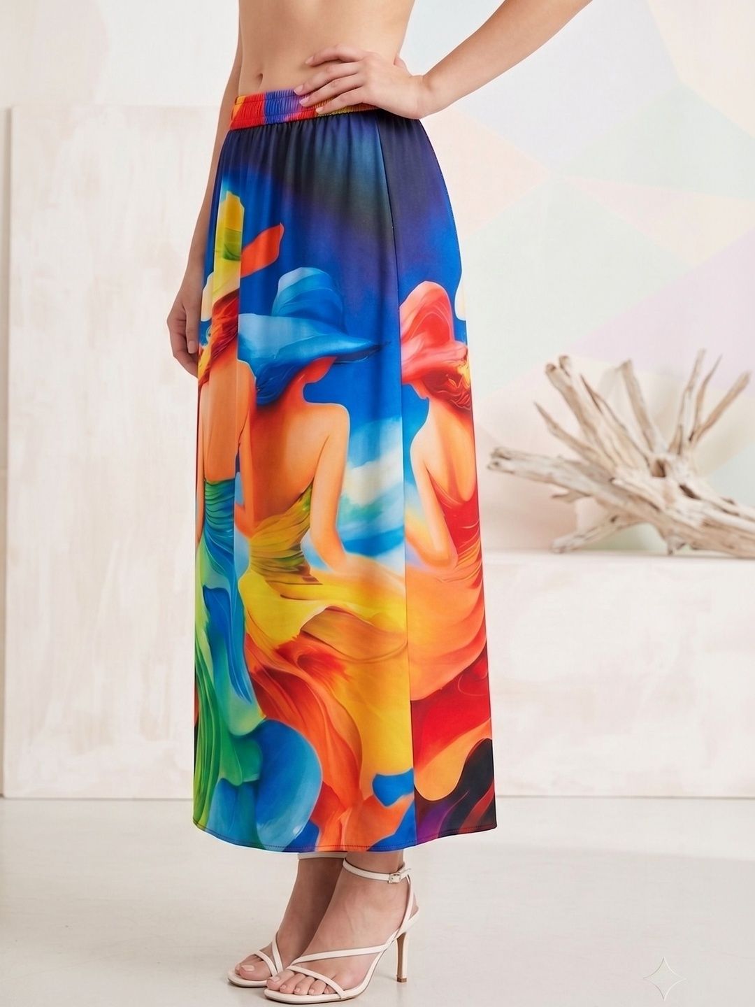 Vagisha Women Graphic Tropical Maxi A-Line Skirt-image-23
