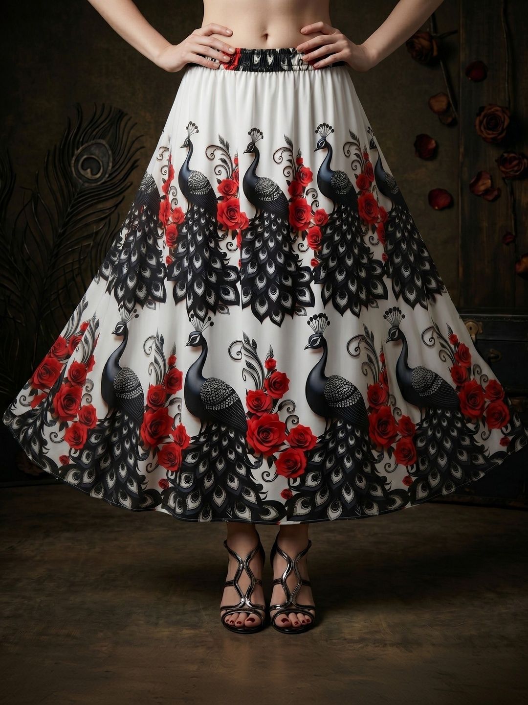 Vagisha Women Floral Midi Flared Skirt-image-14