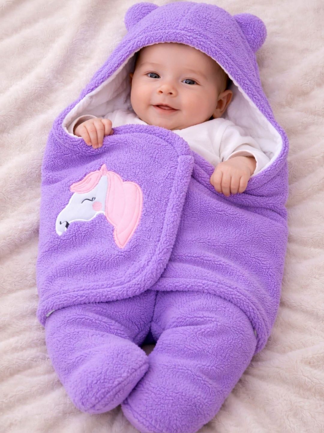 BabyZone Lavender & Purple Cartoon Characters Fleece 350 GSM Blankets Quilts and Dohars-picture-25
