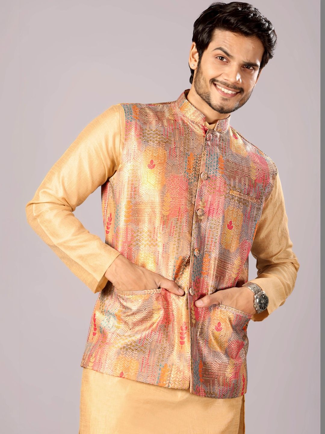 MODERN MUGHALS Printed Brocade Nehru Jackets-picture-40