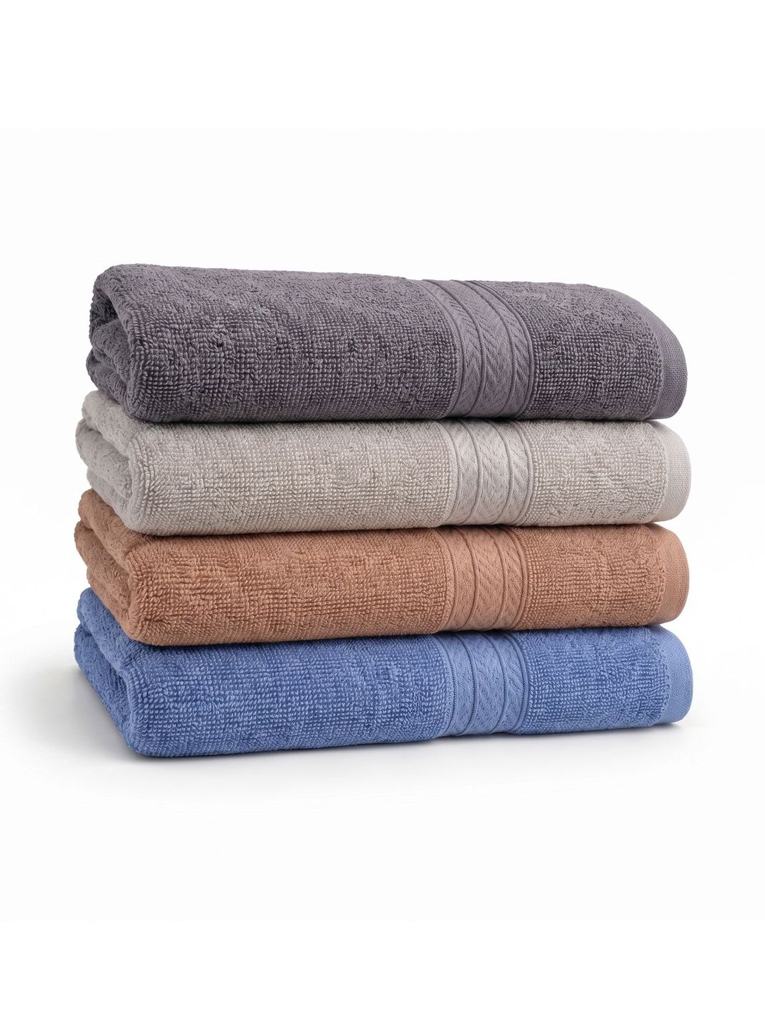 Huestia 4Pcs Grey & Blue Pure Cotton Soft & Quick Dry 550 GSM Super Absorbent Hand Towels-image-46