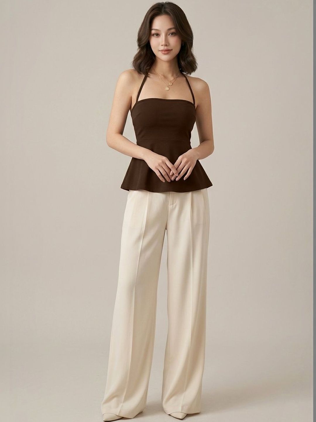 Tivante Halter Neck Peplum Top view 5