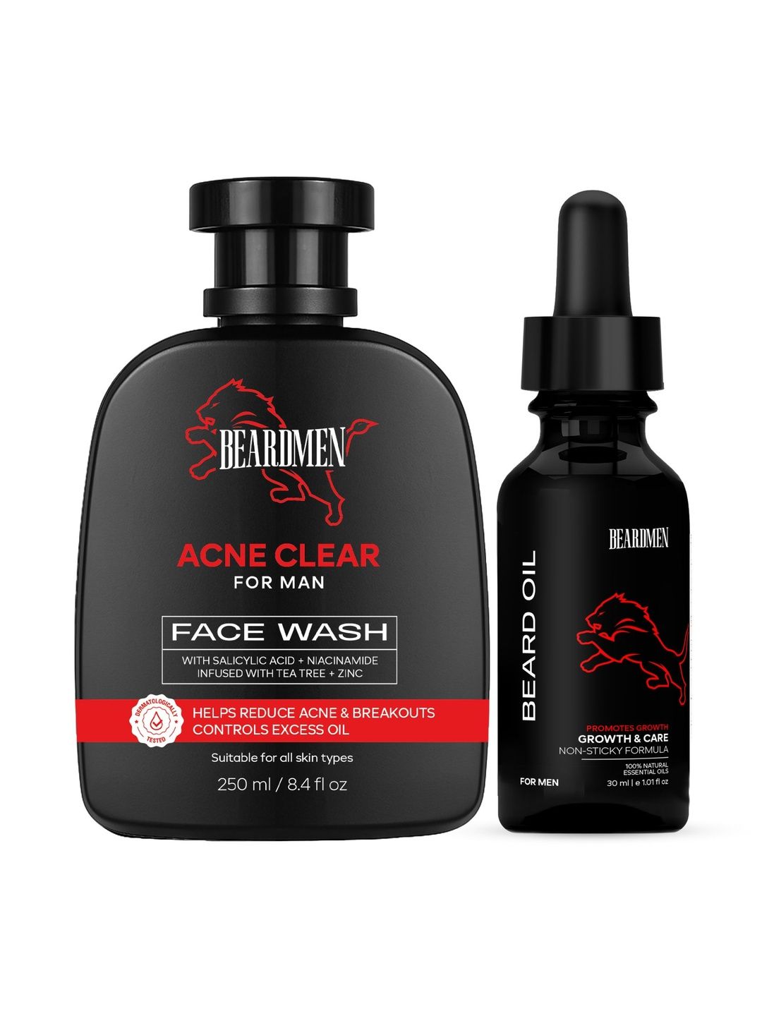 BEARDMEN Men Set of Acne Clear Face Wash - 250 ml & Beard Oil - 30 ml-picture-16