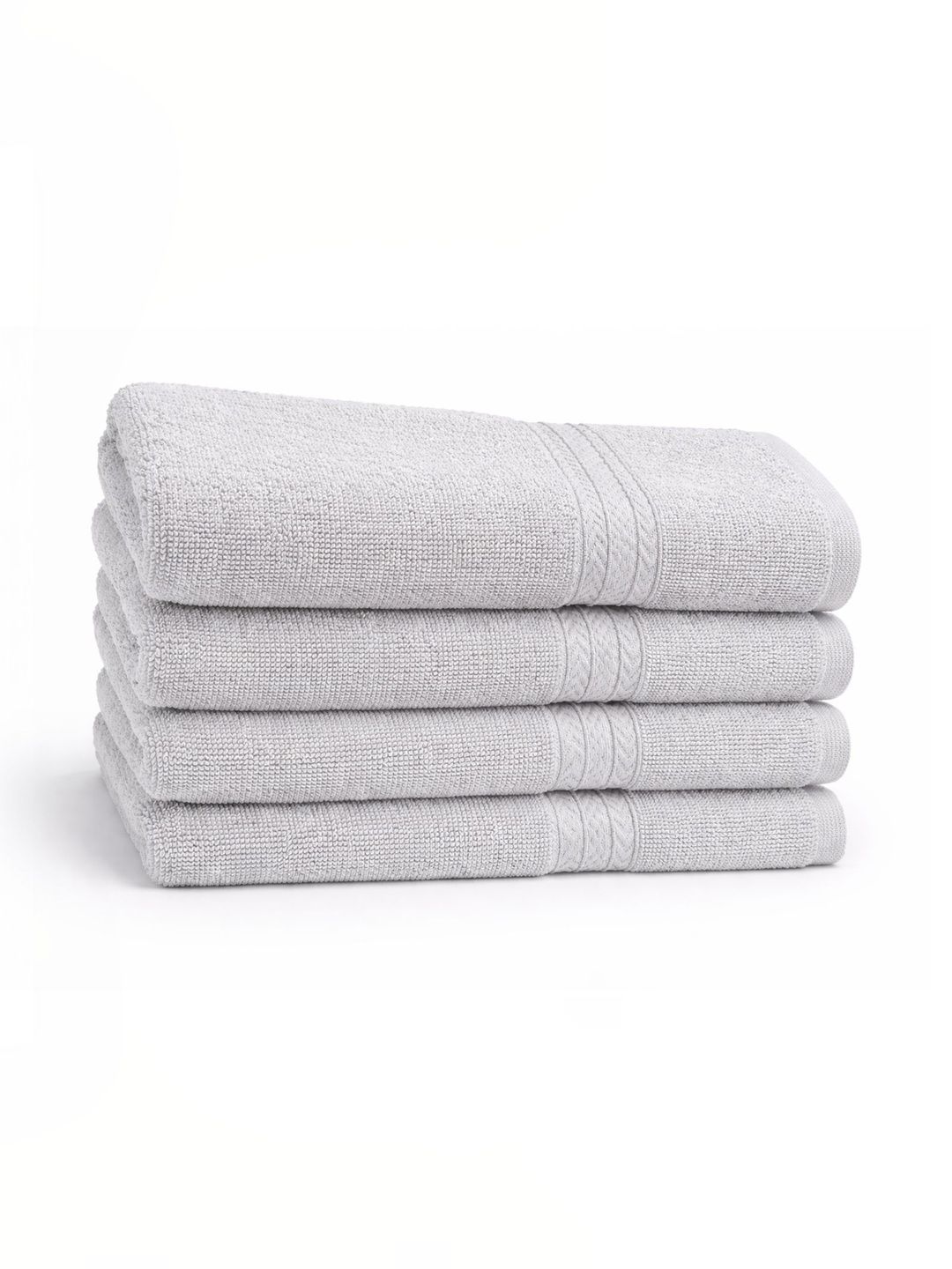Huestia 4Pcs Mist-Grey Pure Cotton Soft & Quick Dry 550 GSM Super Absorbent Hand Towels-image-11