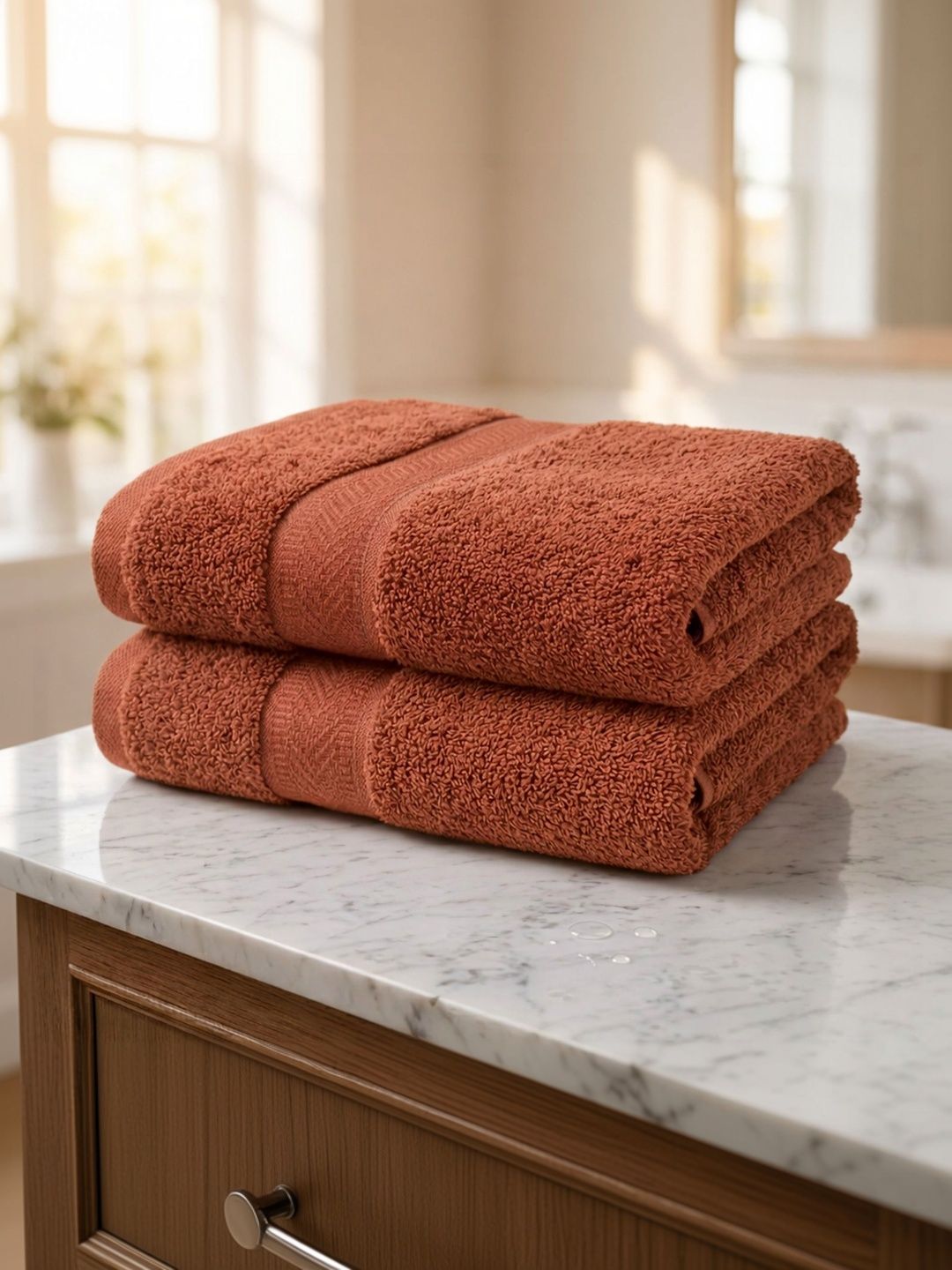 Huestia Havana Silk 2Pcs Coffee-Brown Antibacterial 550 GSM Super Absorbent Hand Towels-image-31