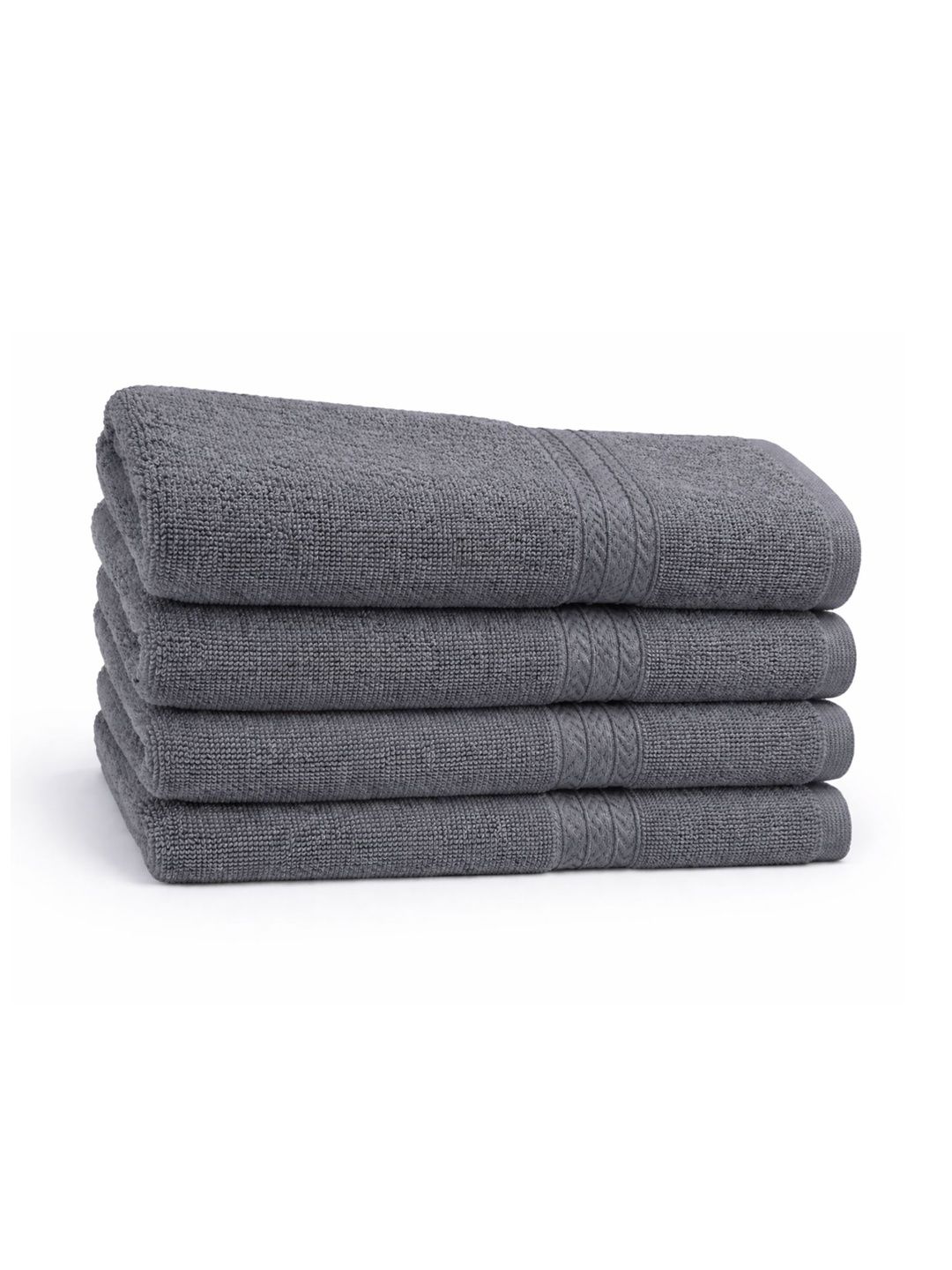 Huestia 4Pcs Stone-Grey Pure Cotton Soft & Quick Dry 550 GSM Super Absorbent Hand Towels-image-43