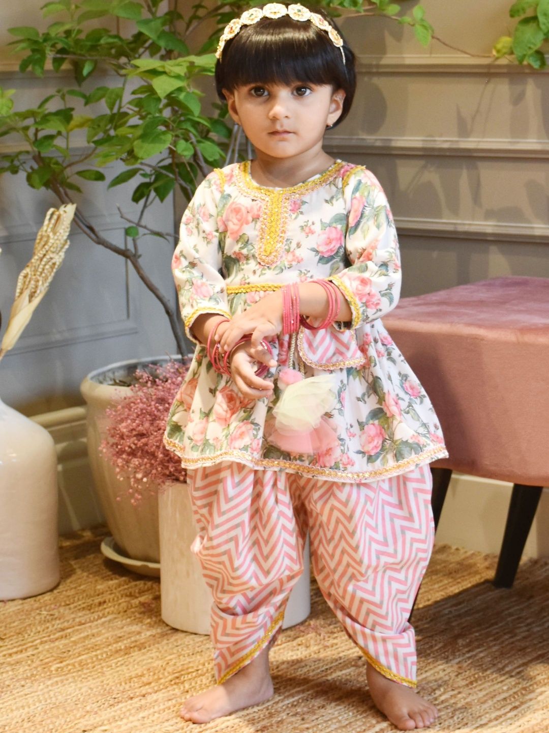 Fayon Kids Girls Printed Tunic with Dhoti Pants-picture-22