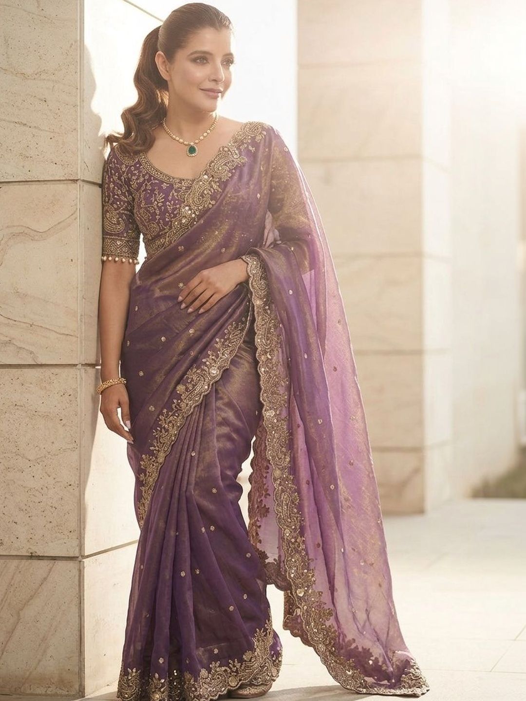 Sangria Embellished Embroidered Sequinned Sarees With Unstitched Blouse Piece-picture-29