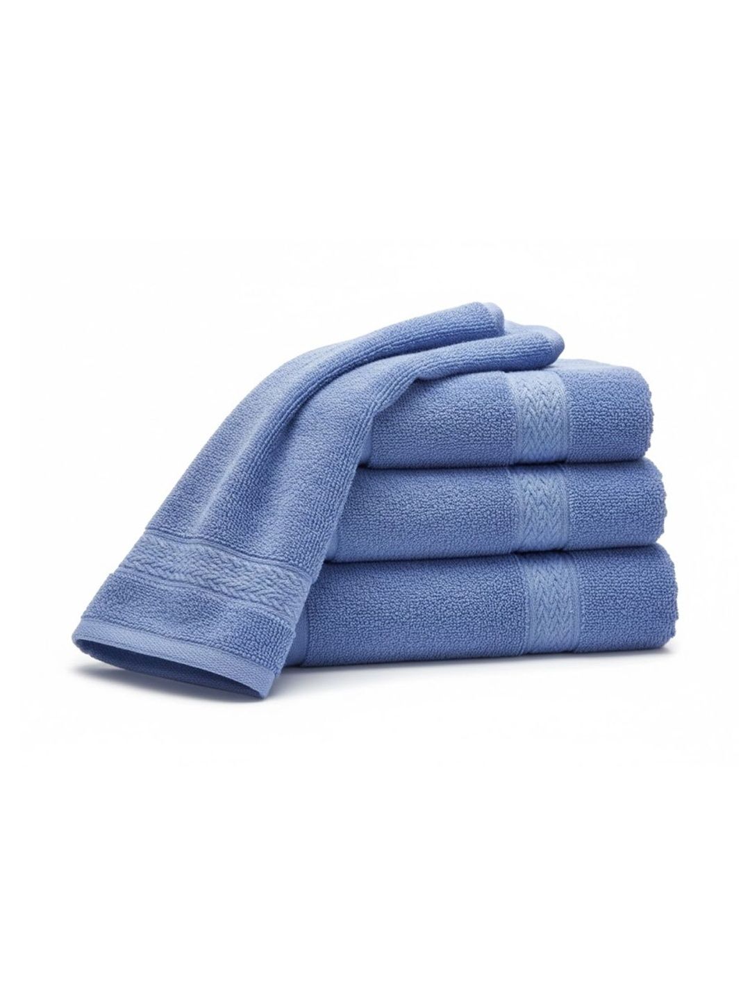 Huestia 4Pcs Harbor Blue Pure Cotton Soft & Quick Dry 550 GSM Super Absorbent Hand Towels-image-21