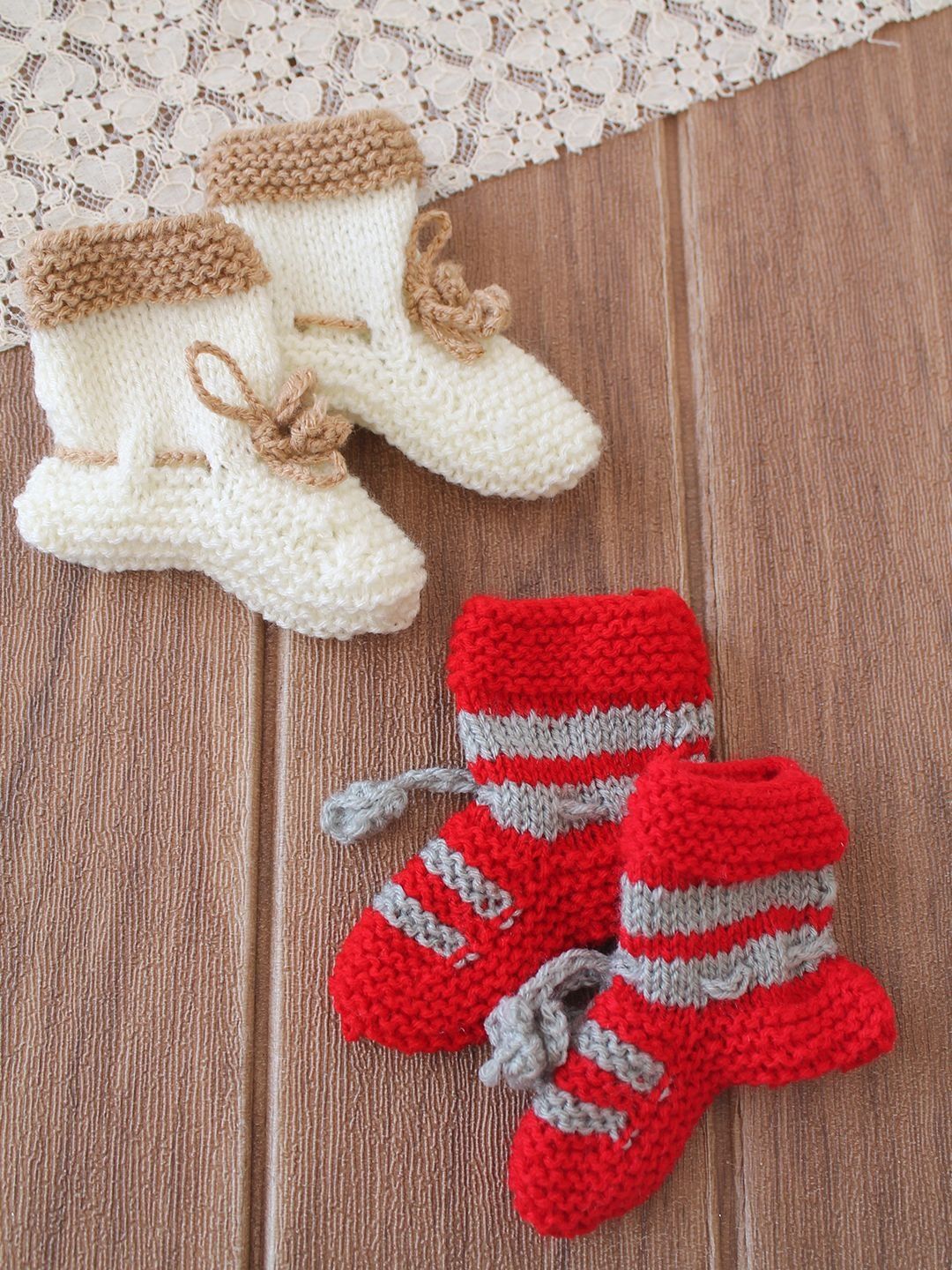 Woonie Unisex Kids Pack of 2 Acrylic Striped Ankle Length Socks-picture-53
