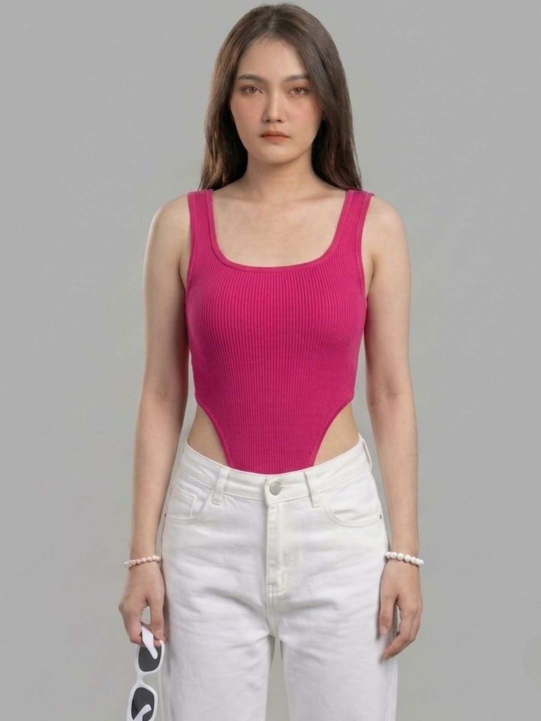 ZEROZABAR Ribbed Round Neck Bodysuit-picture-38