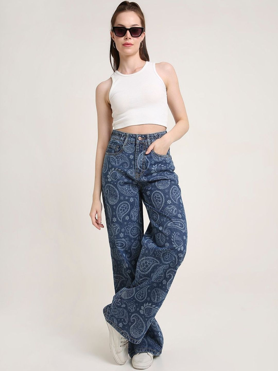 Buy TARAMA Women Wide Leg Printed Jeans - Jeans for Women 41664013