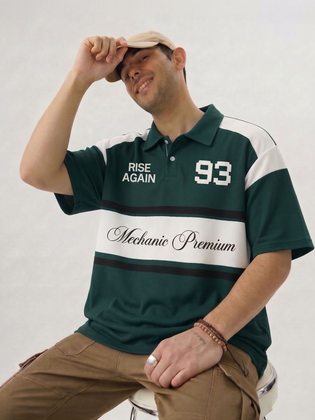 Try This Men Typography Colourblocked Polo Collar T-shirt-picture-21