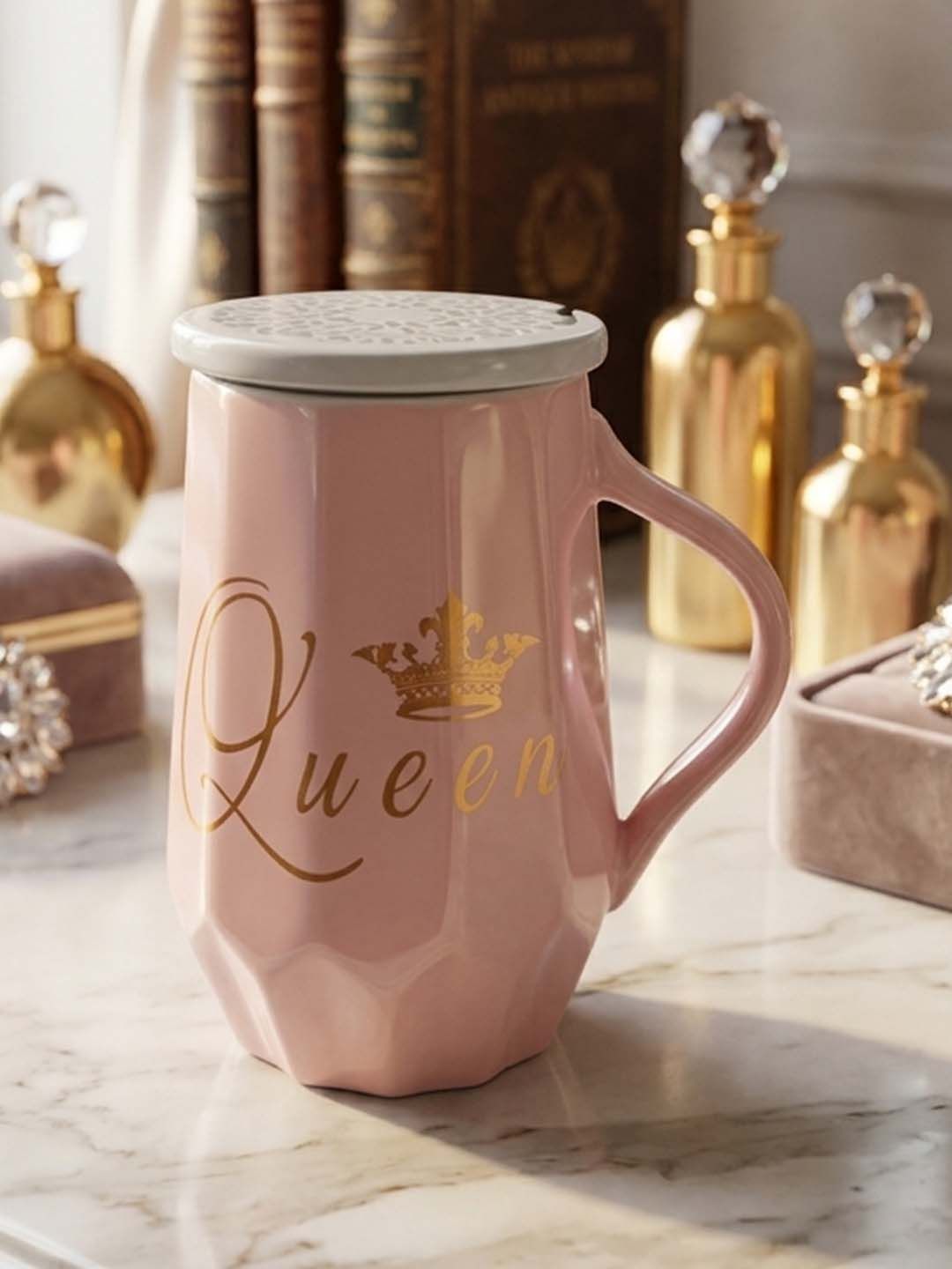 Giftii Pink Text or Slogans Printed Ceramic Glossy Cups and Mugs Set of-image-24