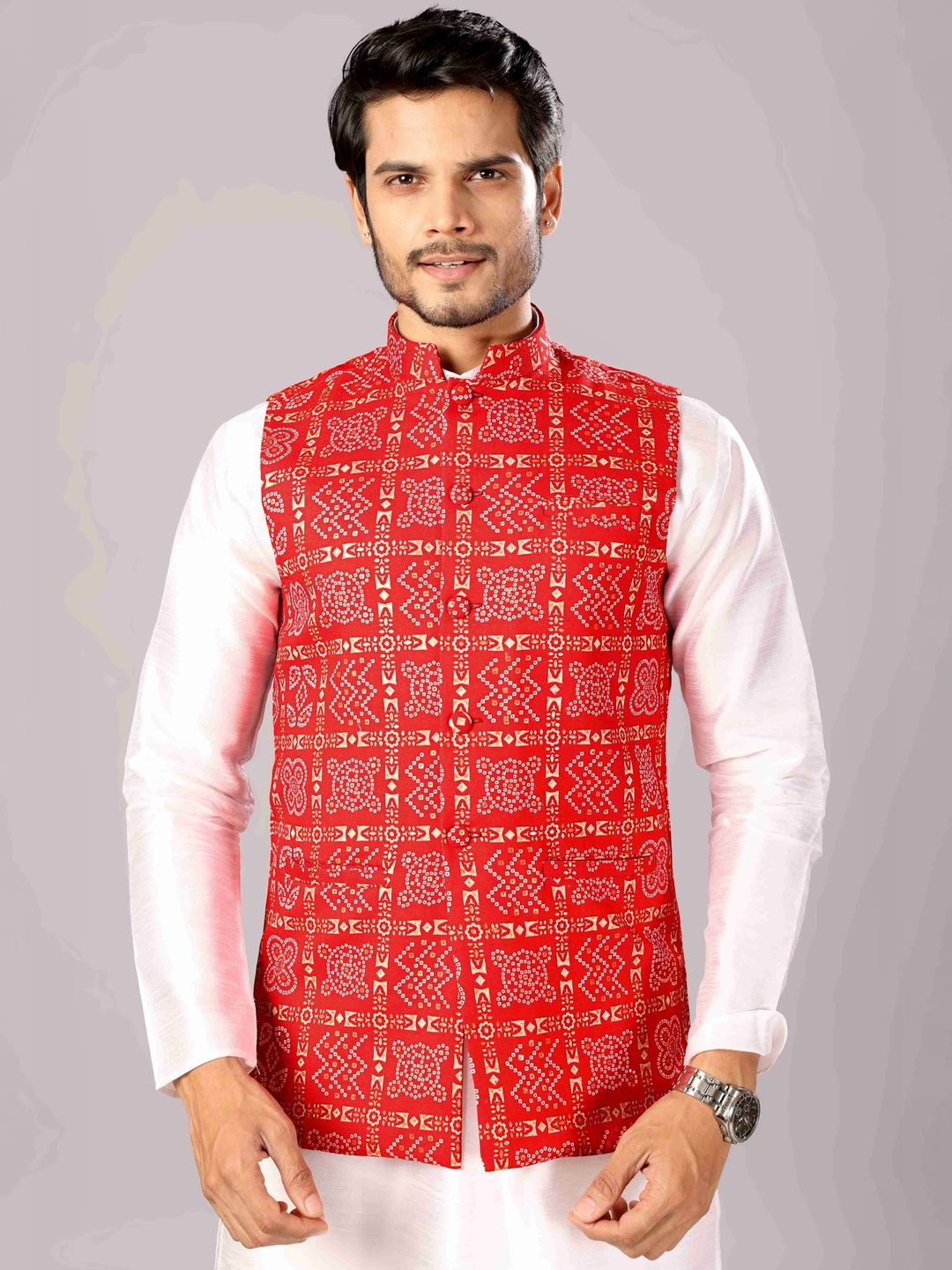 MODERN MUGHALS Men Ethnic Motifs Printed Nehru Jacket-picture-27