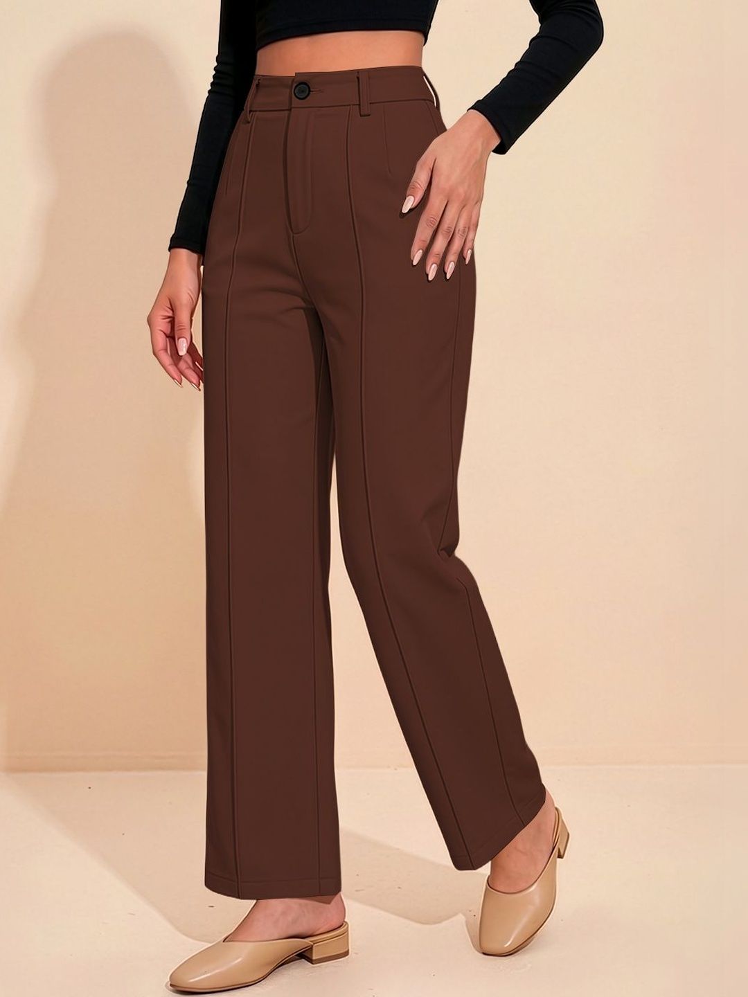 Navyankaa Women Straight Fit High-Rise Trousers-picture-32