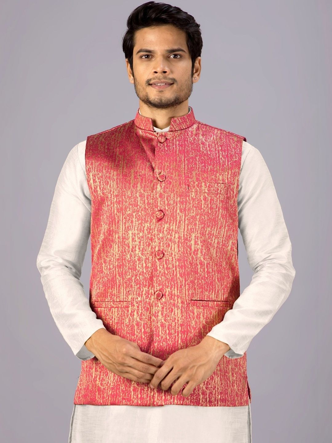 MODERN MUGHALS Printed Art Silk Woven Nehru Jackets-picture-49