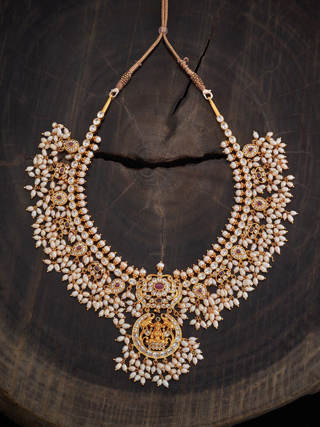 Kushal's Fashion Jewellery 92.5 Pure Silver Gold-Plated Ruby Studded & Beaded Necklace-picture-26