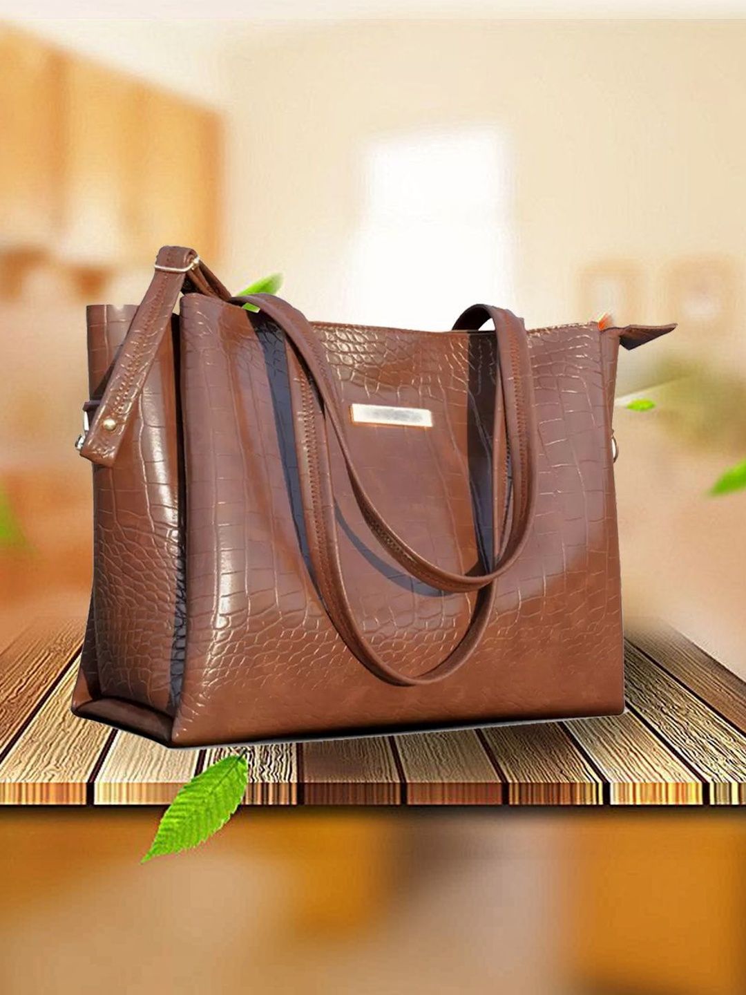 Reprox Textured PU Up to 12 inch Structured Tote Bag-picture-2