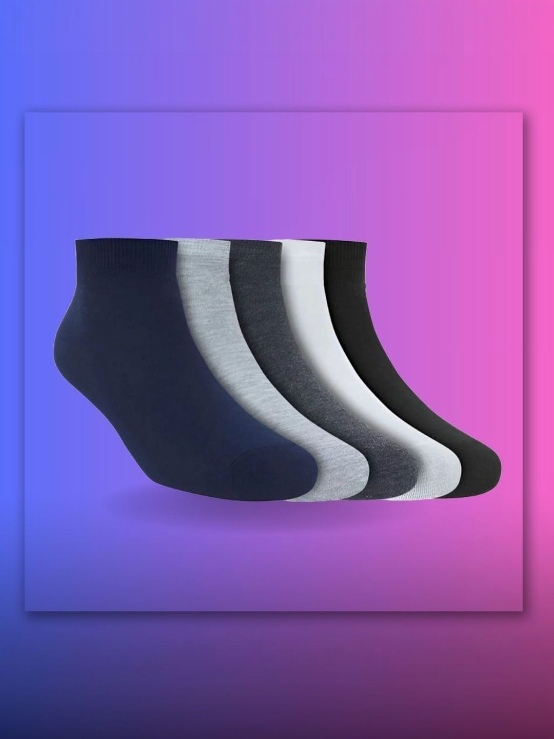 MJE Men Pack of 5 Cotton Blend Assorted Ankle Length Socks-picture-36