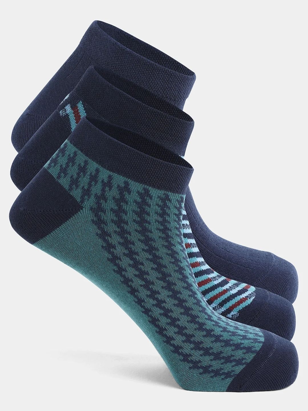 Blackberrys Men Pack of 3 Cotton Assorted Patterned Ankle Length Socks-picture-44