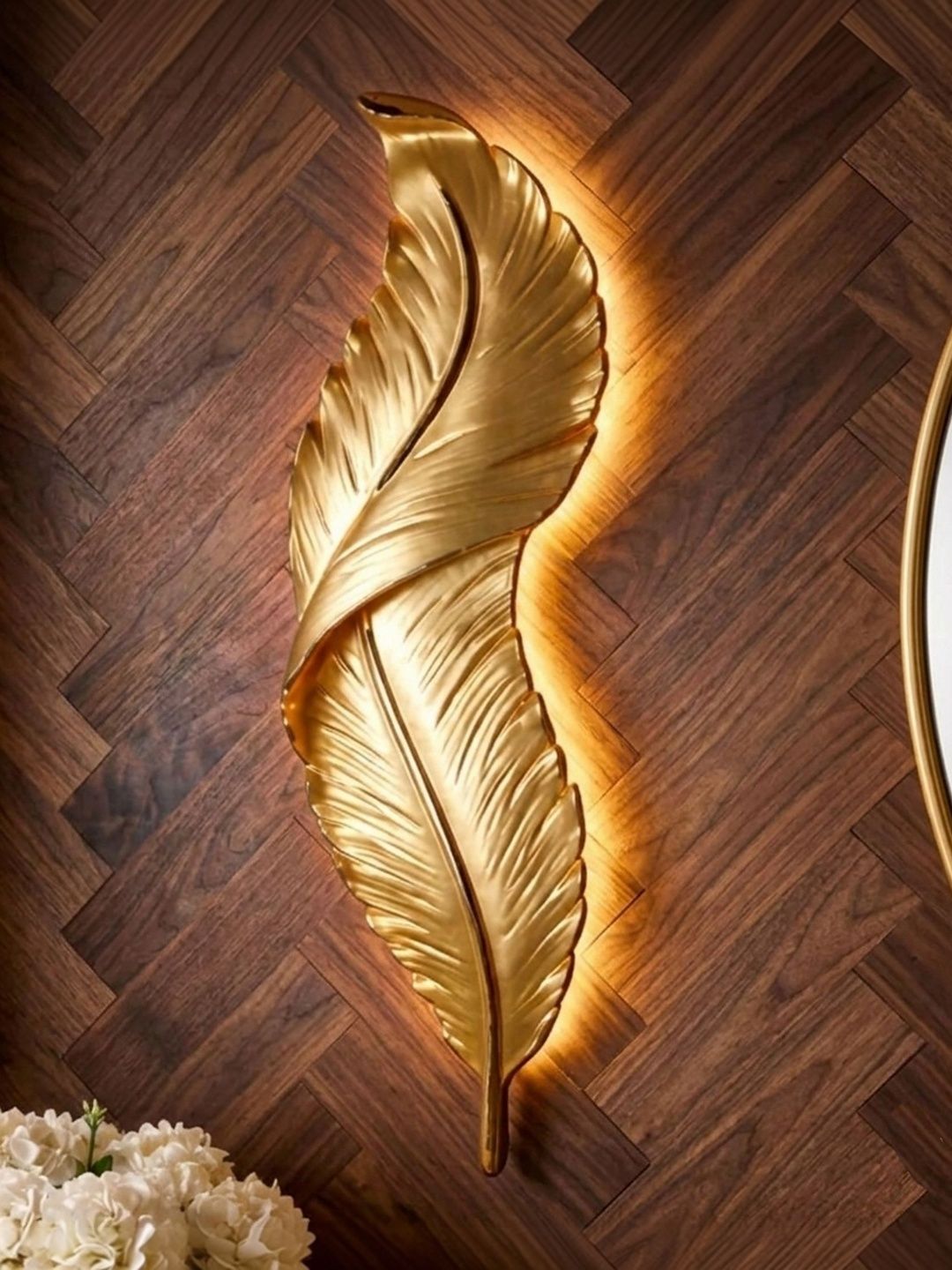 BD LIGHT Gold-Toned & Gold-Toned Textured Acrylic Abstract Shaped Shaped Wall Lamp-image-38