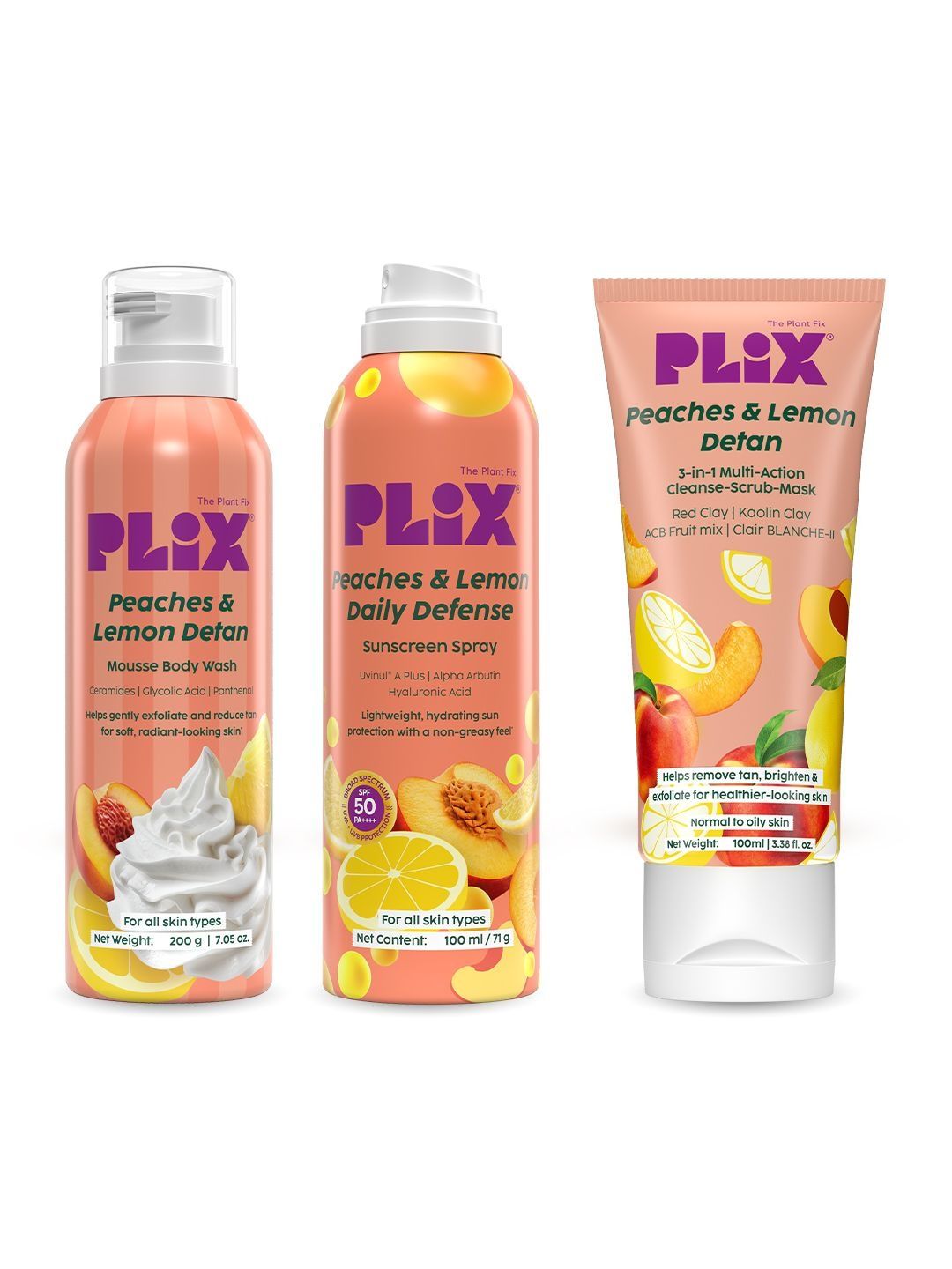 PLIX THE PLANT FIX Sunscreen Spray -100 ml Mousse Body Wash - 200 ml With 3-in-1 Face Mask-image-8