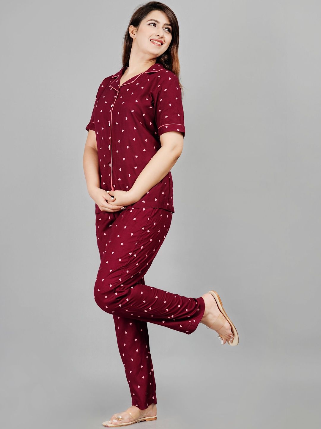 TREND ME Women Geometric Printed Pure Cotton Night suit-picture-20